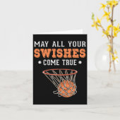 バスケおもしろいットパンズ3ポイントボーイズガールズクリスマス カード (黄色い花)