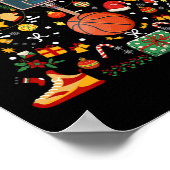 バスケおもしろいットボールフープのクリスマスツリーメリーXm ポスター (角)