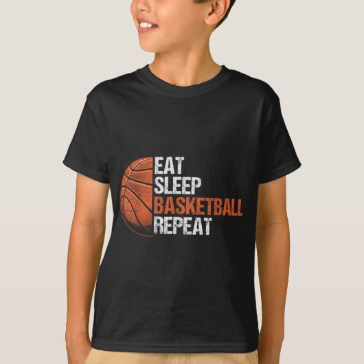 バスケが好きな人へ Eat Sleep Basketball Repeat Tシャツ (正面)