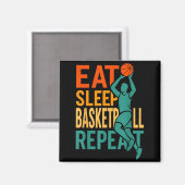 バスケが好き Eat sleep basketball repeat マグネット (正面/裏面)