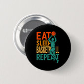 バスケが好き Eat sleep basketball repeat 缶バッジ (正面&裏面)