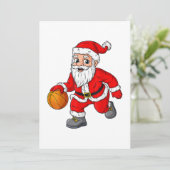 バスケでドリブルするクリスマスサンタクロースおもしろい 招待状 (スタンド正面)