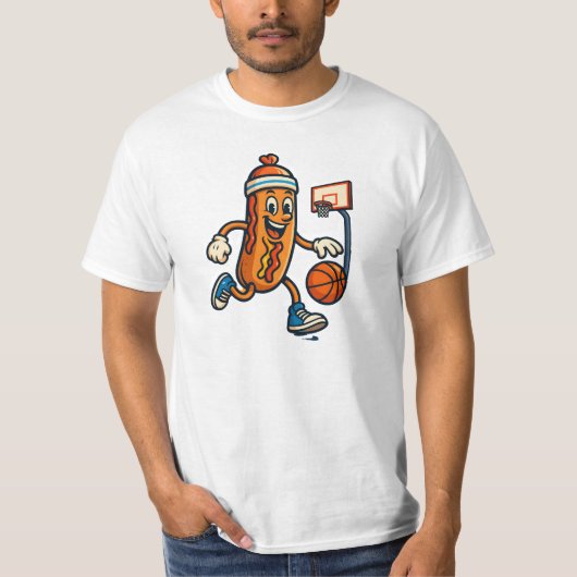 バスケのスター、ホットドッグ Tシャツ (正面)