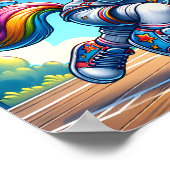 バスケの夢:レインボーユニコーンバスケットボールスター ポスター (角)