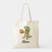 バスケをする小さなティラノサウルス トートバッグ (裏面)