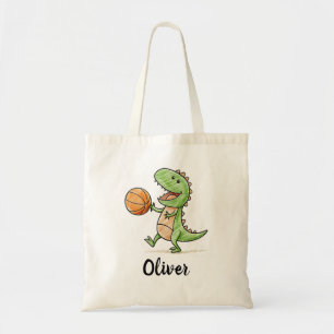 バスケをする小さなティラノサウルス トートバッグ