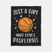 バスケを愛する少女だけの女子のためのバスケットボール フリースブランケット (正面)