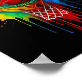 バスケカラフルットレインボーカラースプラッシュフードネット ポスター (角)