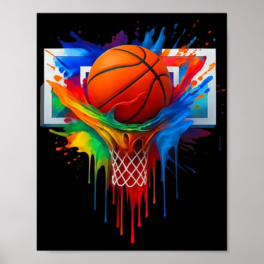 バスケカラフルットレインボーカラースプラッシュフードネット ポスター (正面)