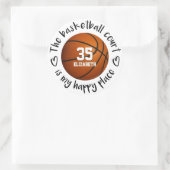 バスケガーリーットコートは私の幸せな場所だ ラウンドシール (バッグ)