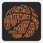 バスケッやる気を起こさせるトボールワードクラウドアート スクエアシール (正面)