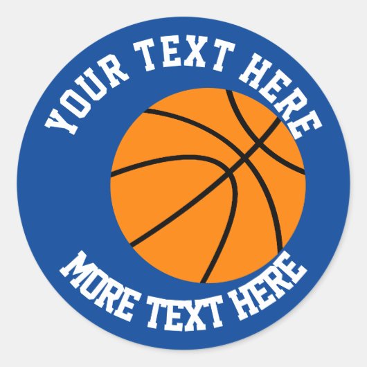 バスケッカスタムトスポーツを好むキッズバースデーパーティー ラウンドシール (正面)
