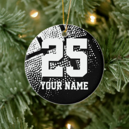 バスケッカスタムトボールのジャージー数のクリスマスツリー セラミックオーナメント
