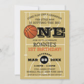 バスケッカッコいいトボールキッズ1st誕生日パーティー 招待状 (正面)