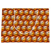 バスケックールトスポーツのタイル模様 ラージペーパーバッグ (正面)