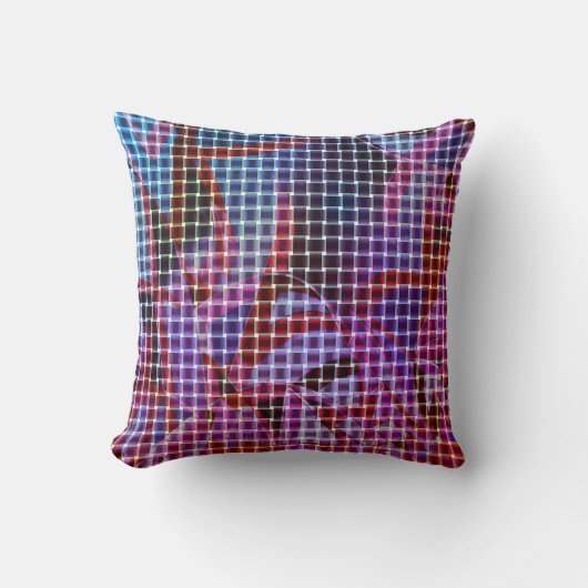 バスケッスタイルダークピンク、ブルー、薄紫のトーン クッション (正面)