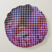 バスケッスタイルダークピンク、ブルー、薄紫のトーン ラウンドクッション (裏面)