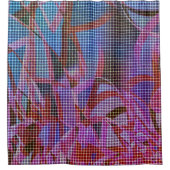 バスケッスタイルダークピンク、薄紫、紫の色調 シャワーカーテン (正面)