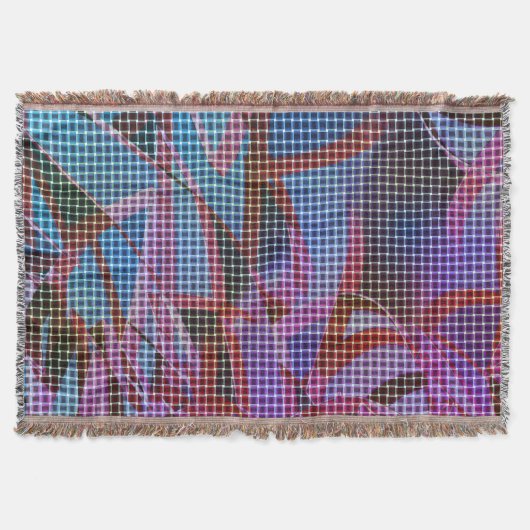 バスケッスタイルダークピンク、薄紫、紫の色調 スローブランケット (正面)