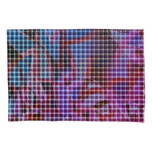 バスケッスタイルダークピンク、薄紫、紫の色調 枕カバー (正面左)