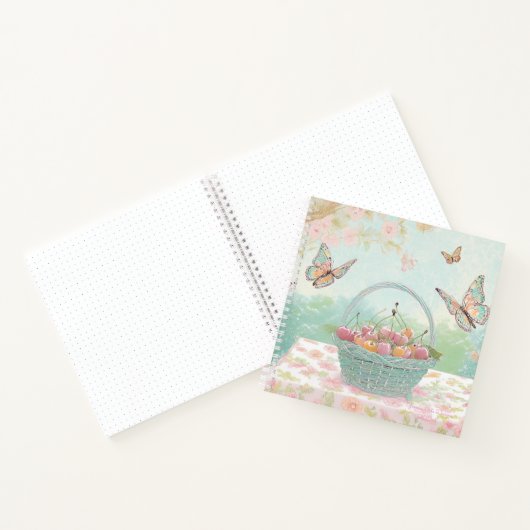 バスケットさくらんぼの行頭文字のノート ノートブック (内部)