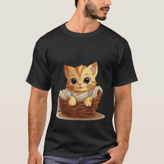 バスケットでくつろぐかわいい子猫のブランケットアート ✨🐾🧺 Tシャツ