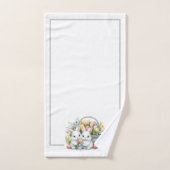 バスケットとチューリップ付きイースターバニー バスタオルセット (ハンドタオル)