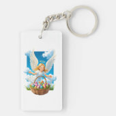バスケットと喜ばしいイースターエンジェル キーホルダー (裏面)