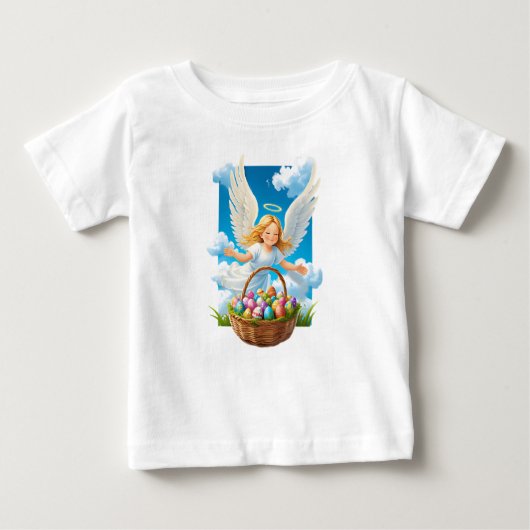 バスケットと喜ばしいイースターエンジェル ベビーTシャツ (正面)