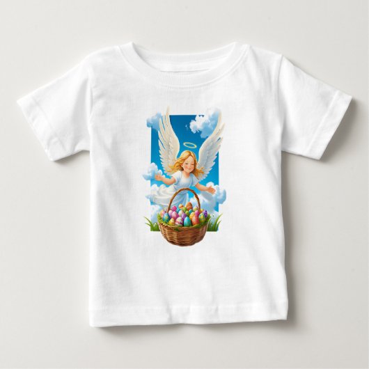 バスケットと喜ばしいイースターエンジェル ベビーTシャツ (正面)