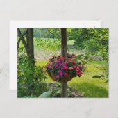 バスケットにぶら下がった入り込む ポストカード (正面/裏面)