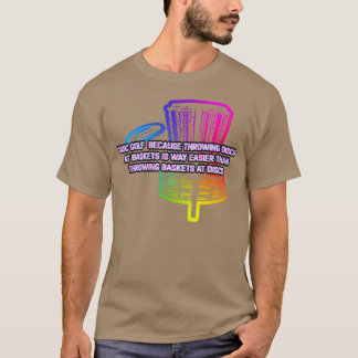 バスケットにディスクを投げる スポーツ ディスクゴルフ ゲーム Tシャツ