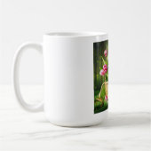 バスケットにピンクのチューリップ コーヒーマグカップ (左)