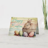 バスケットに入ったかわいいバニーカスタムウサギ シーズンカード (正面)