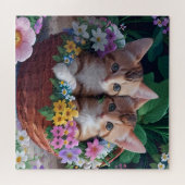 バスケットに入ったかわいい子猫たち|過去記事 ジグソーパズル (横)