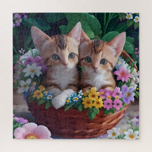 バスケットに入ったかわいい子猫たち 過去記事 ジグソーパズル