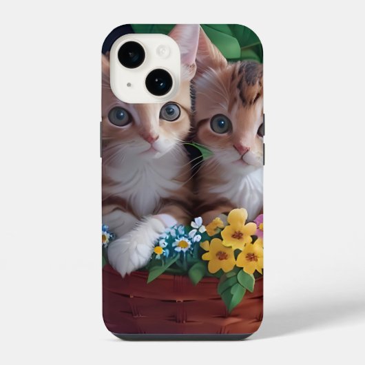 バスケットに入ったかわいい子猫たち|過去記事 iPhoneケース (裏面)