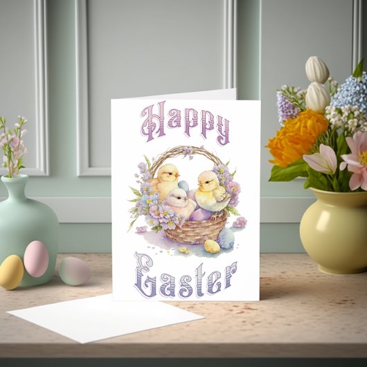 バスケットに入ったかわいい雛と卵|過去記事 カード
