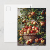 バスケットに入ったりんご絵を描の寿命 ポストカード (正面/裏面)