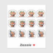 バスケットに入ったイースターニンジンと花 シール (シート)