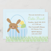 バスケットに入ったイースターバニー 招待状 (正面/裏面)