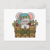 バスケットに入ったクリスマスマウス シーズンポストカード (正面)