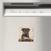 バスケットに入ったドイツの羊飼い犬 マグネット (インサイチュ (食洗機))