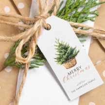バスケットに入ったラスティッククリスマスツリーの名入れ