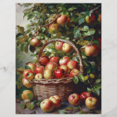 バスケットに入ったリンゴまだ生きているスクラップブック紙 (裏面)