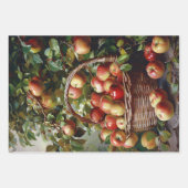 バスケットに入ったリンゴ絵を描の切り離 ラッピングペーパーシート (正面3)