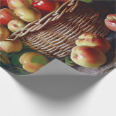 バスケットに入ったリンゴ絵を描の切り離 ラッピングペーパー (角)