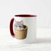 バスケットに入った子猫のマグカップ マグカップ (正面左)