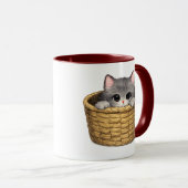 バスケットに入った子猫のマグカップ マグカップ (正面右)