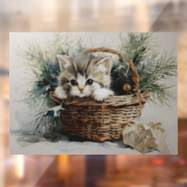 バスケットに入った子猫 ウィンドウサイン